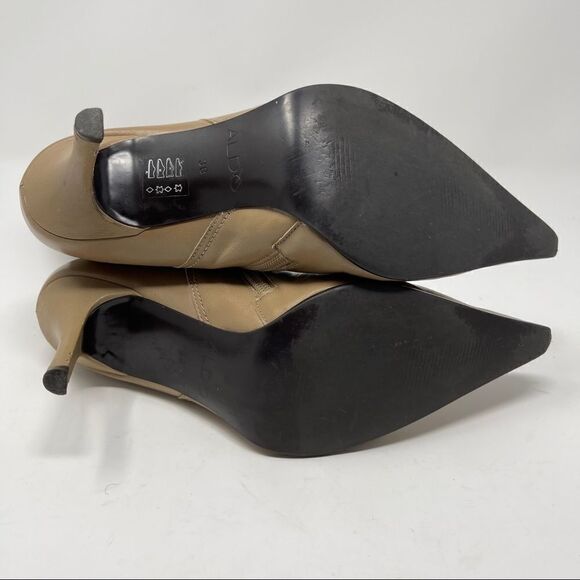 ALDO Boots High Heel Boots Mid Calf 
Tan Pointed Toe Quality Leather Size 7.5 38 - Picture 6 of 9